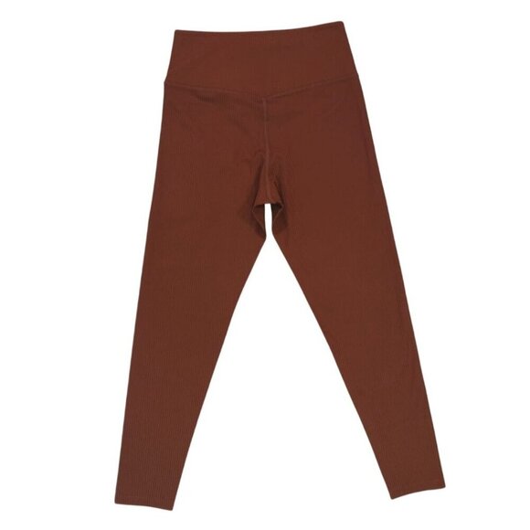 High-Waisted Rust Brown Ribbed Leggings - Girlfriend Collective - Womens Size M. - Picture 2 of 7